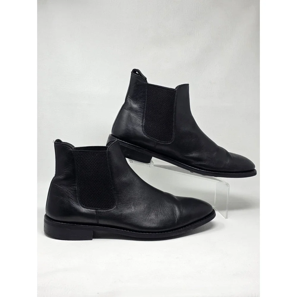 Anthony Veer Men's Black Leather Chelsea Boots Pull On Ankle Size 13 Pre-owned